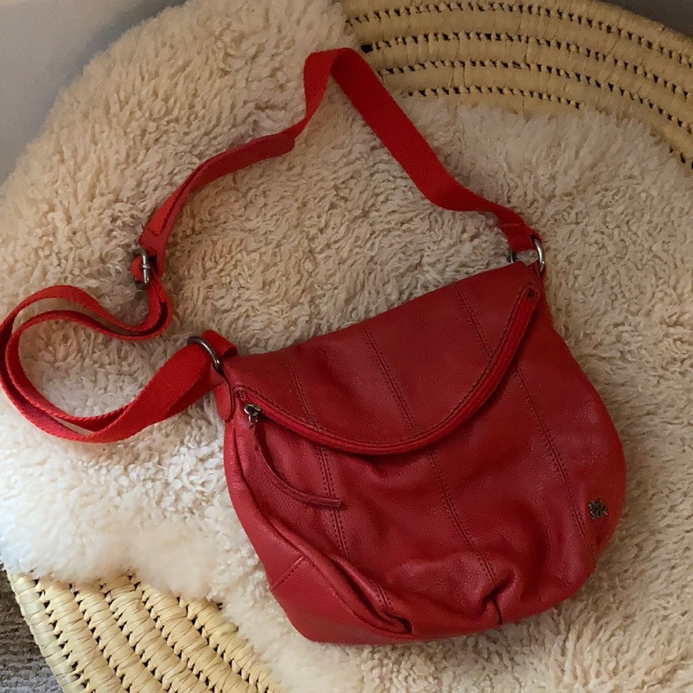 Red retro The Sak fold over bag